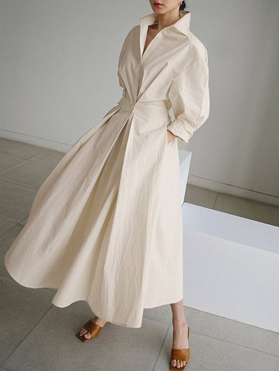 Brynn - Chic Polo Collar A-Line Swing Dress