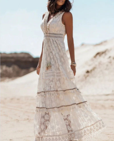 Emerson - Vintage Tassel Drawstring Boho Dress